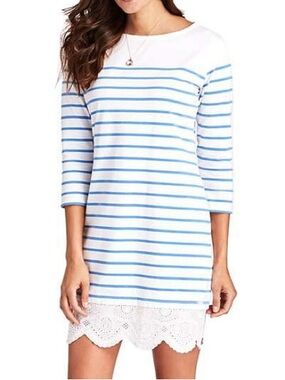 NWT! VINEYARD VINES: Long-Sleeve Lace Hem Dress; Cornflower, Small